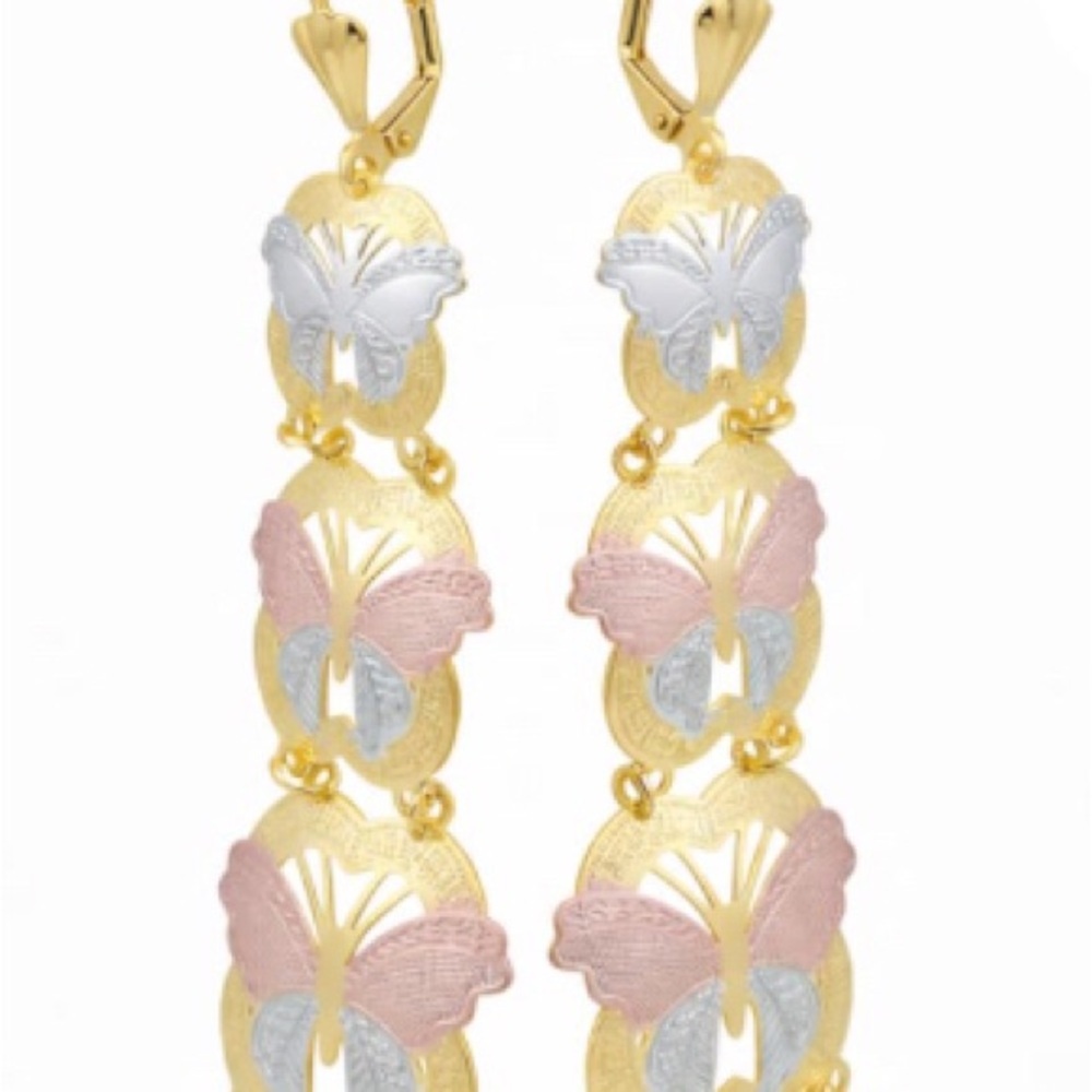 Monarca butterflies three colors 18k of gold plated